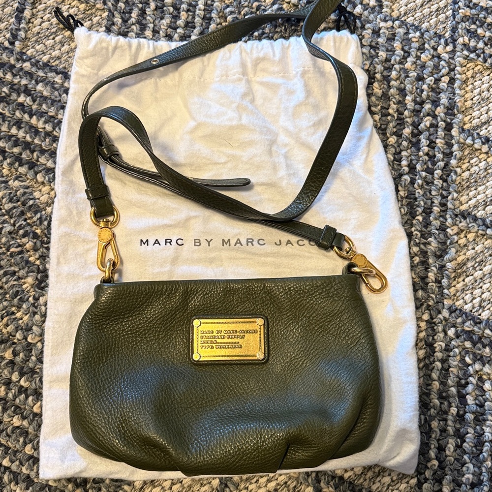 Marc by Marc Jacobs Olive Green Leather Classic Q Percy Crossbody Bag